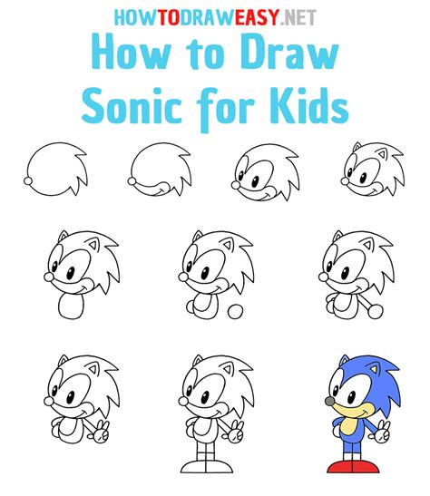 How To Draw Sonic For Kids How To Draw Easy