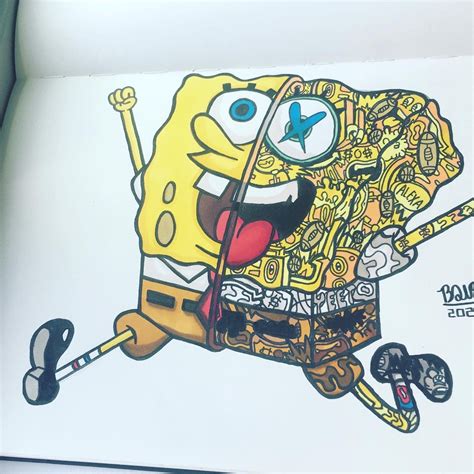 SpongeBob Doodle Mini Canvas Art Drawing Cartoon Characters