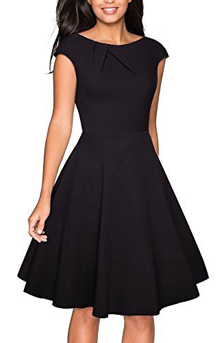 Veljie Womens Vintage Scoop Neck Casual Party Flare Dress