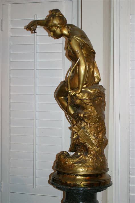 Monumental Museum Gilded French Bronze Statue Figurine Nymph De From