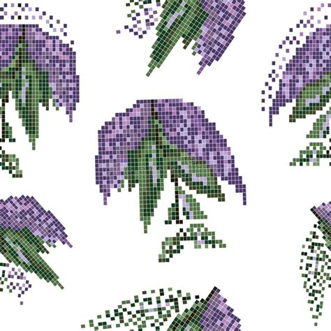 Pixel Art Pattern Seamless With Lilac Stock Vector Illustration Of
