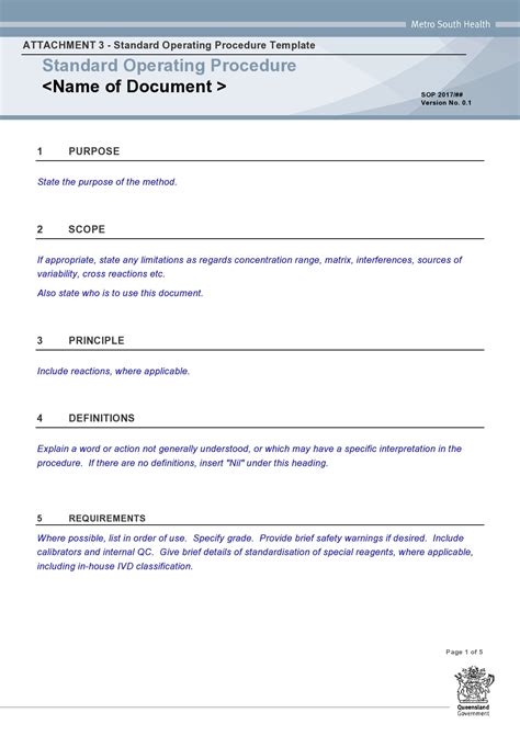 Standard Operating Procedure Template In Word And Pdf Formats