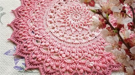 Crochet Pink Flower Doily Youtube
