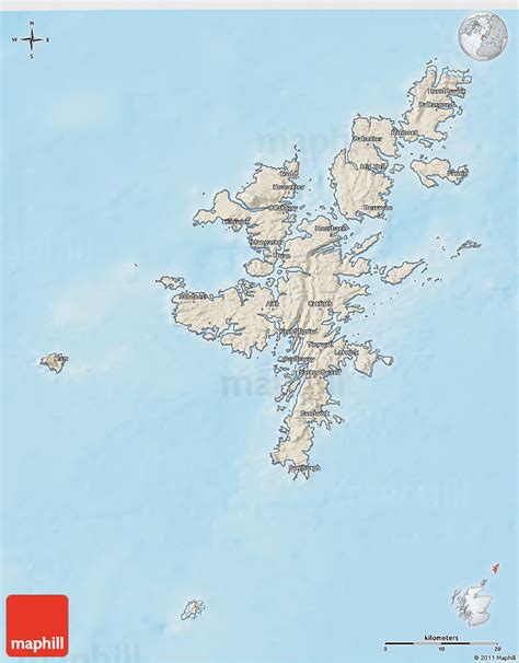 Shaded Relief 3d Map Of Shetland Islands