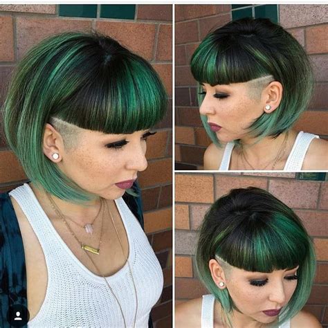 All Sizes Emerald Green Undercut Bob With Blunt Baby Bangs Flickr