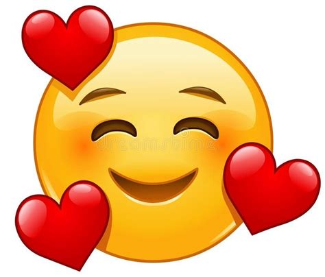 Emoticon De Sorriso Com 3 Corações Ilustração Do Vetor Smiley Emoji