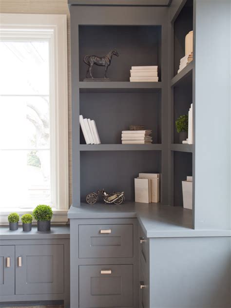 Gray Built In Cabinets Transitional Denlibraryoffice