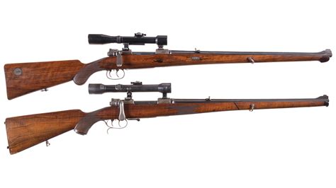 Two Scoped Mauser 98 Bolt Action Sporting Rifles