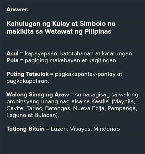 Simbolo Ng Watawat Ng Pilipinas Ano Ang Kahulugan Ng Mga Simbolo Sa