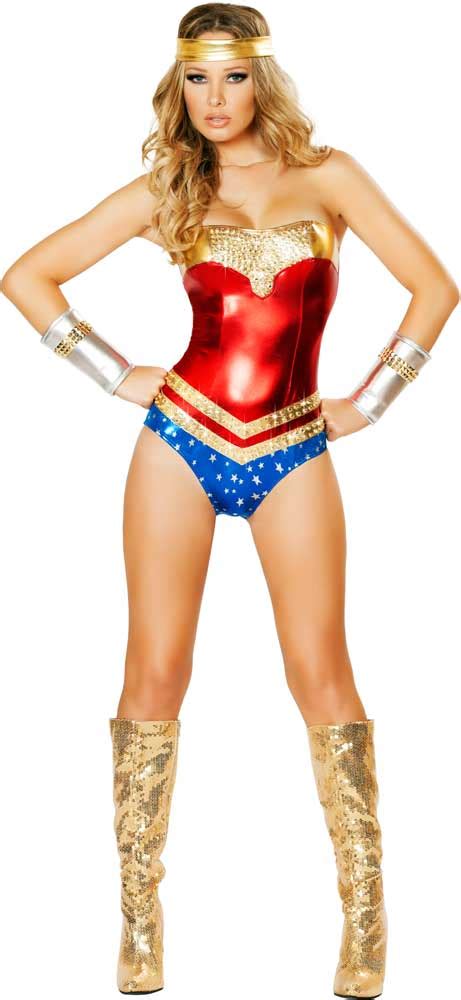 Sexy Superhero Hottie Wonder Woman Romper Halloween Costume Outfit