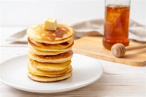 Pancakes With Butter And Honey Stock Image Image Of Brunch Brown 153425521