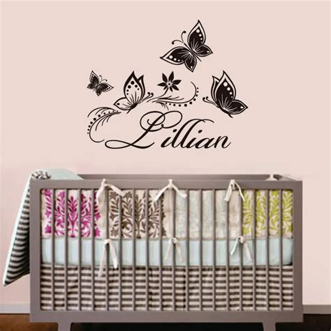 Personalized Butterflies Custom Name Vinyl Stickers Nursery Wall Decal