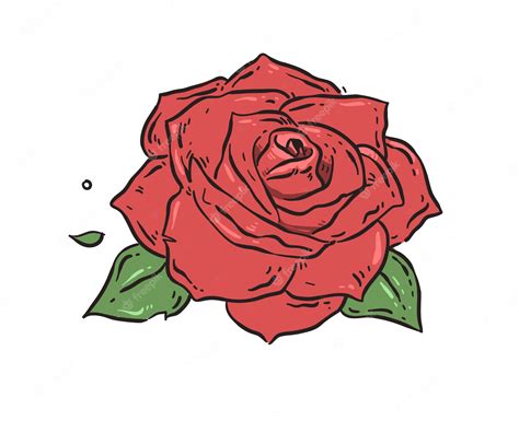 Premium Vector Hand Drawn Rose With Leaves