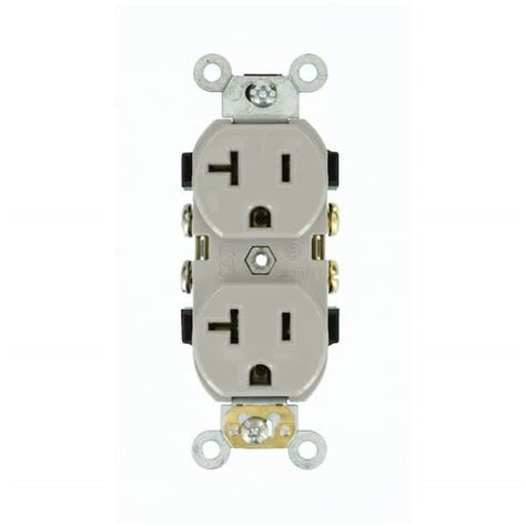 Leviton 20 Commercial Grade Self Grounding Duplex Outlet Gray