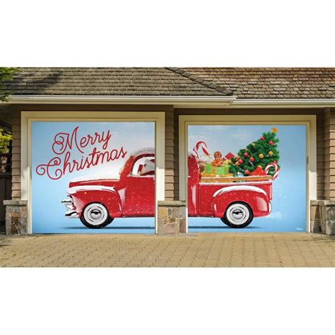 My Door Decor 285901xmas 028 7 X 8 Ft Red Truck Christmas Christmas