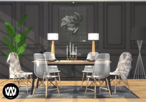 Thuja Dining Room Wondymoon Sims 4 Kitchen Sims 4 Cc Furniture