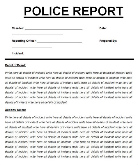 Sample Police Report Template 11 Free Word Pdf Documents Download