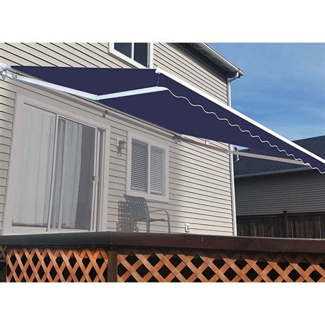 Aleko Motorized Retractable Patio Awning 20 X 10 Ft Blue Color