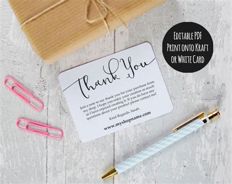Etsy Shop Thank You Cards Instant Download Etsy Sellers