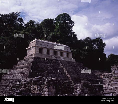 Temple Of The Inscriptions Mayan Stepped Pyramid Palenque Chiapas