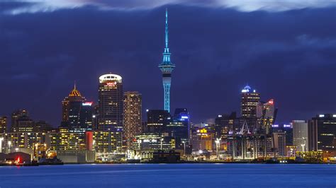 Auckland Building City New Zealand Night Skyscraper Hd Travel