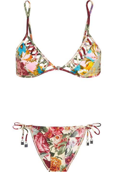 Zimmermann Sundance Floral Print Triangle Bikini Swimwear Bikinis