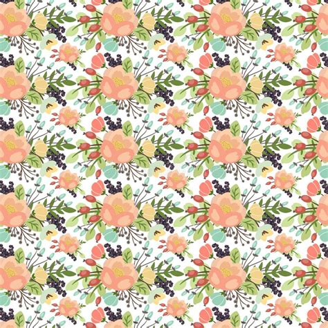 Elegant Seamless Pattern With Flowers Stock Vector Illustration Of