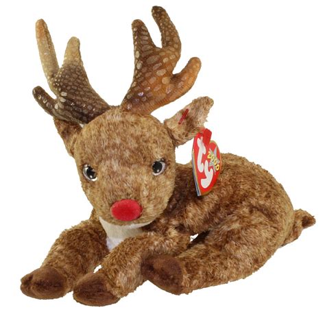 ty beanie baby roxie  reindeer red nose   bbtoystorecom toys plush trading