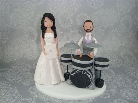 Bride And Groom With Drums Customized Wedding Cake Topper