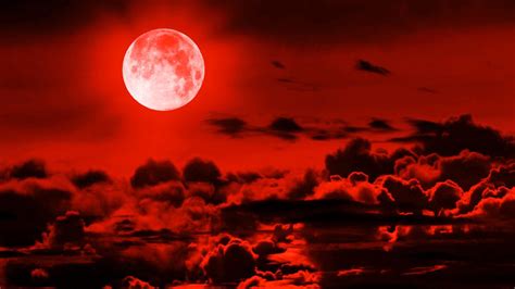 Moon In Red Clouds Sky Background During Nighttime Hd Red Wallpapers