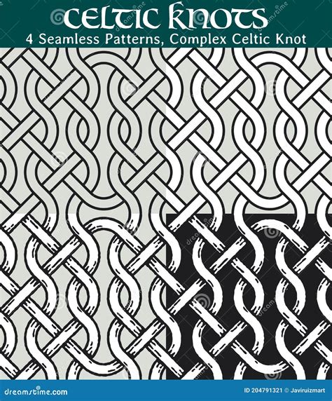 Seamless Patterns Complex Celtic Knot Stock Vector Illustration Of