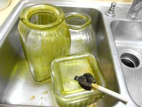 Let it soak a while, then discard most of the solution. Removing Paint from Decorative Jars - Glass Vase ...