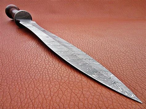 Custom Handmade Damascus Steel Mini Sword With Beautiful Rose Wood