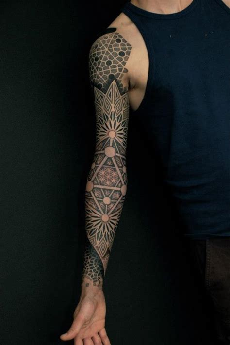 A myriad of geometric designs are incorporated into this black and gray piece that reminds of the this obscure tattoo uses traditional mexican styling to create a hot air balloon in bold, black lines. 35 Innovative Inspired Geometric Tattoos | Incredible Snaps