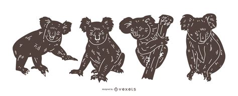 Descarga Vector De Conjunto De Silueta Detallada De Koala