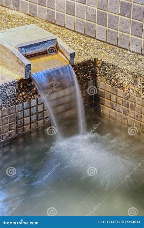 Hot Water Pouring Into Onsen Bathtub Stock Image Image Of Clean