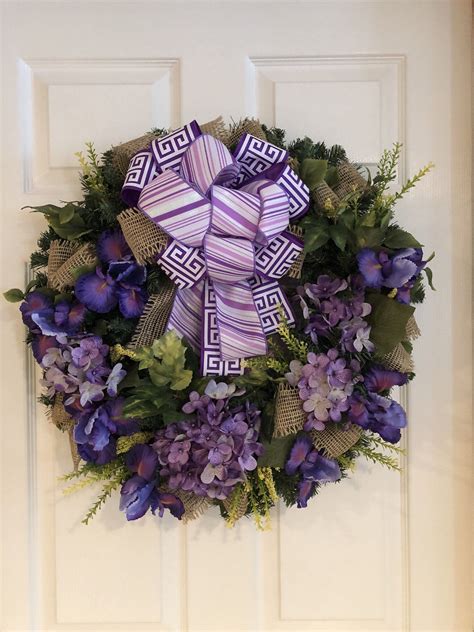 Front Door Spring Wreath Purple Front Door Wreath Spring Etsy