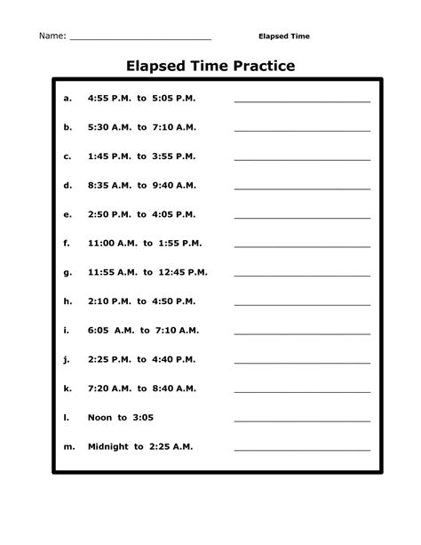 Printable Elapsed Time Worksheets Free Activity Shelter
