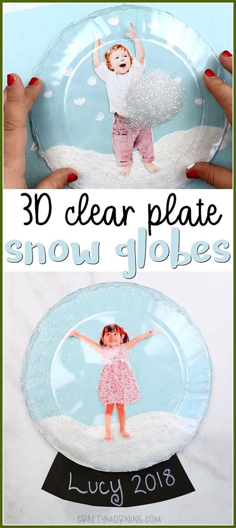 Make Some 3d Clear Plate Snow Globe Keepsakes Fun Winter Craft For Kids