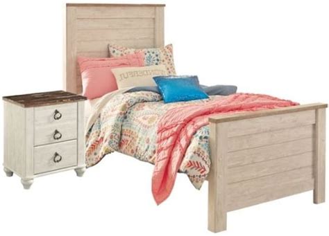 Signature Design By Ashley Willowton 2 Piece Whitewash Twin Panel Bed