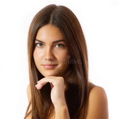 Beauty Feminine Portrait Of Female Face With Healthy Natural Skin Beautiful Tanned Teen Girl