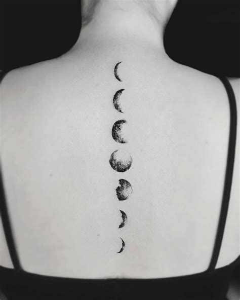 Moon Phases Spine Tattoo Stellatxttoo Stellatxttoo Nature Tattoos