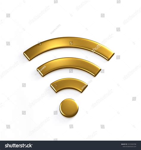 Wifi Wireless Symbol 3d Gold Render Stock Illustration 1015930798