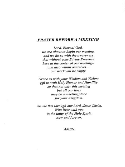 Prayer Before A Meeting Pdf