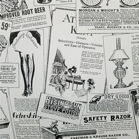 Black White Vintage Ads Wallpaper Bk32083 D Marie Interiors