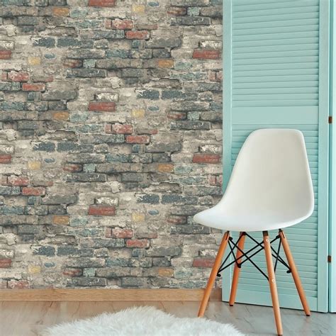 Brick Alley Peel And Stick Wallpaper In Blue By Roommates For York Wallc