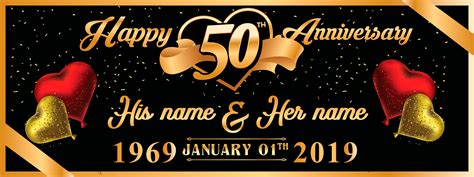 Happy Anniversary 50th Wedding Golden Anniversary Banner Etsy