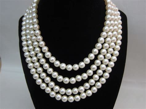Vintage Faux Pearl Necklace Strands Of Mm Faux Acrylic Or Etsy