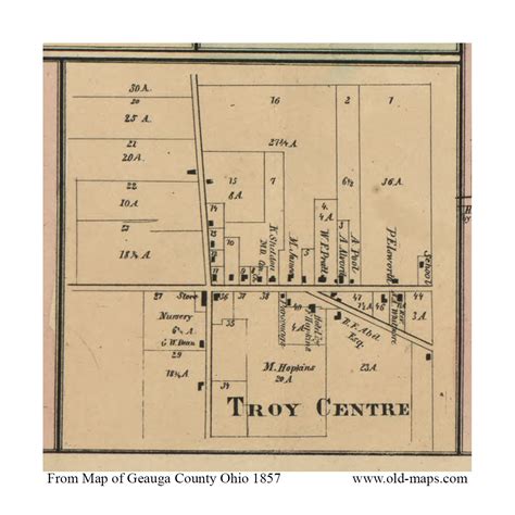 Troy Centre Troy Ohio 1857 Old Town Map Custom Print Geauga Co