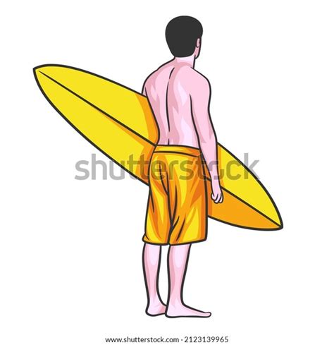 Man Surfboard Vector Illustration Sporty Athletic Stock Vector Royalty